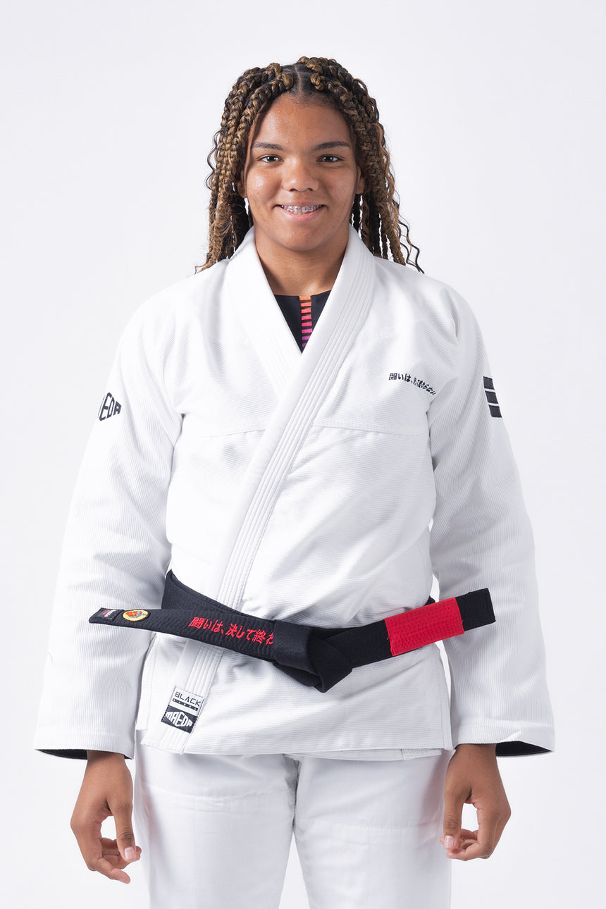 Black Label Women's Jiu Jitsu Gi (Free White Belt) - White