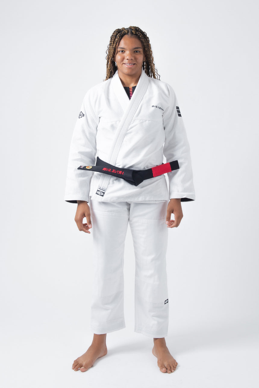 Black Label Women's Jiu Jitsu Gi (Free White Belt) - White