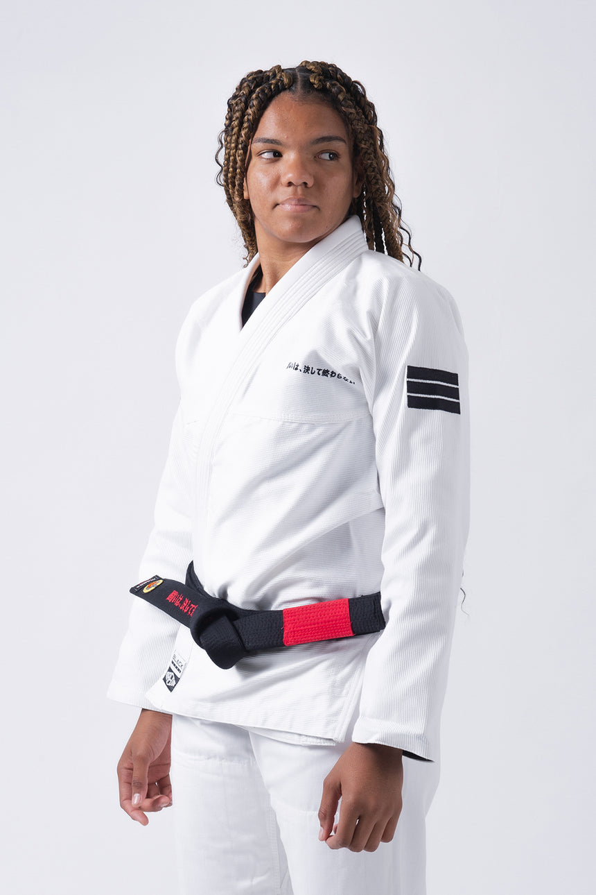 Black Label Women's Jiu Jitsu Gi (Free White Belt) - White