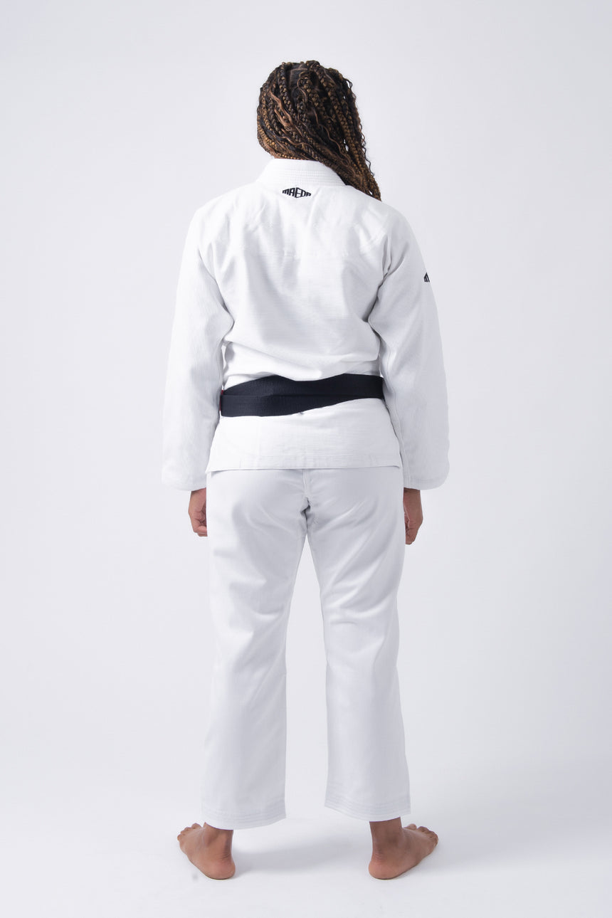 Black Label Women's Jiu Jitsu Gi (Free White Belt) - White